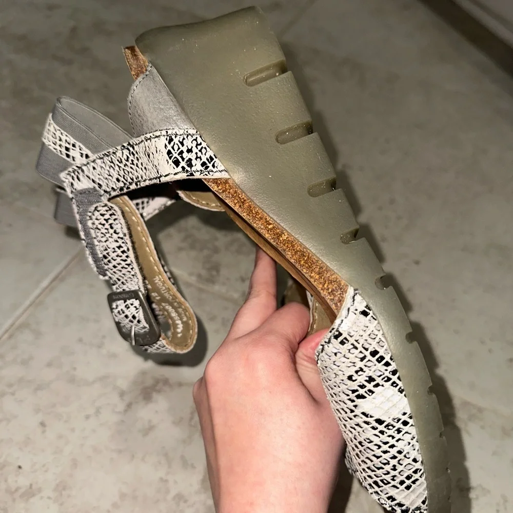 Fly London Snake Print Leather Wedge Sandals Comfort Platform EU‎ 41 US 10